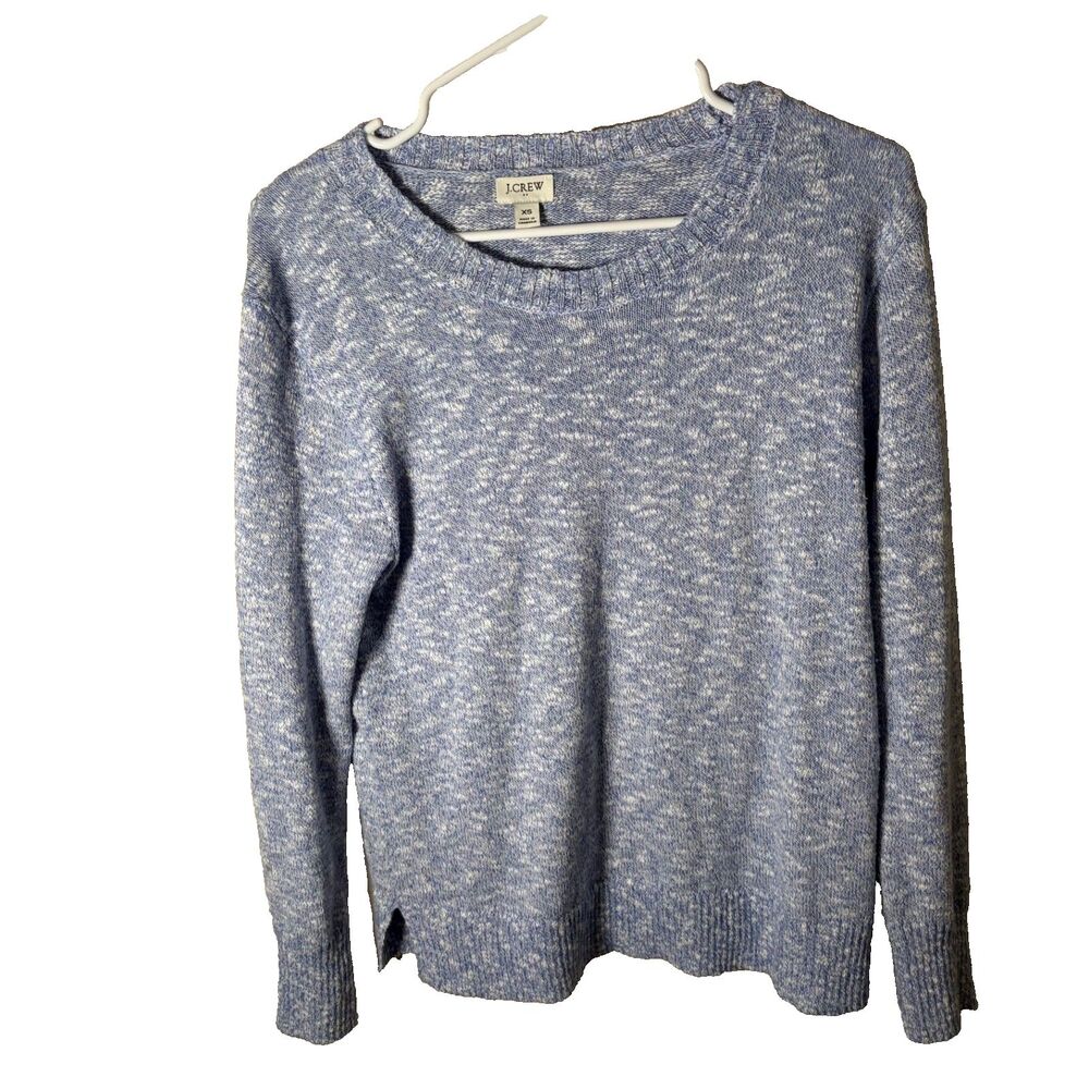J Crew Sweater Women's XS Blue Pullover Cotton Blend Round Neck Heather